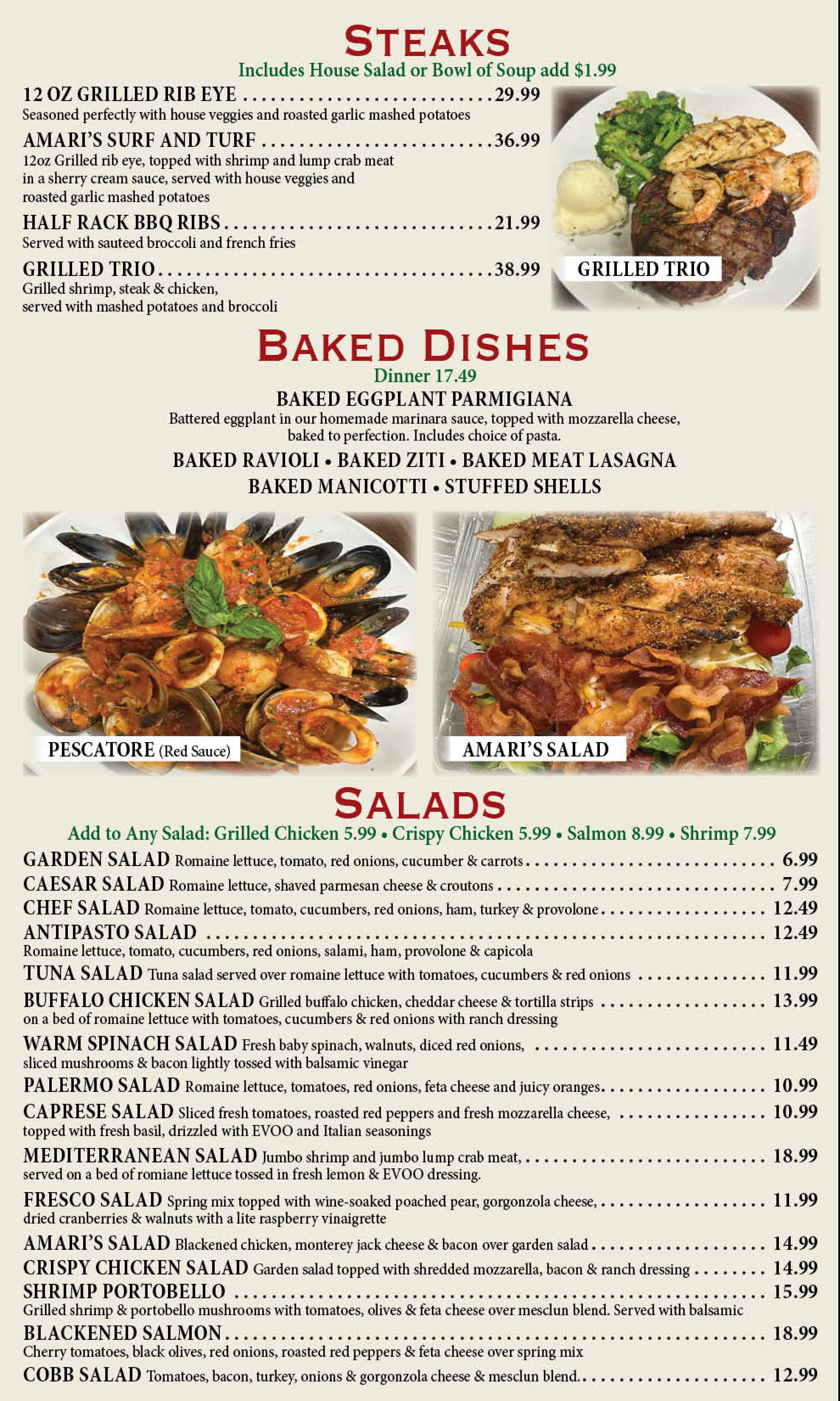 Steaks - Baked Dishes - Salads
